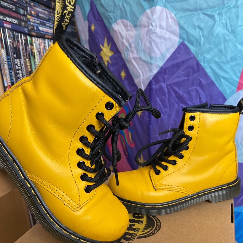 Kids Yellow Leather Dr. Martens Boots